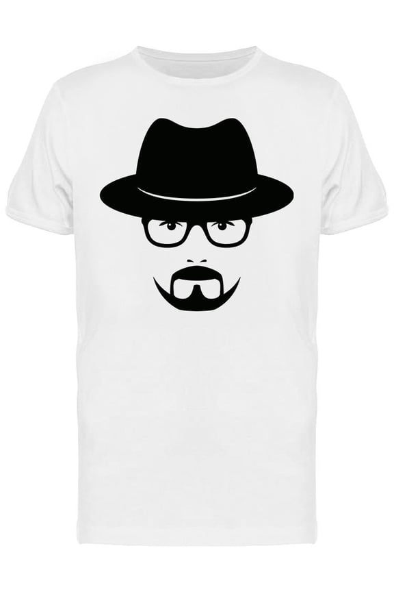 Man Face With Glasses And Beard T-Shirt Men -Image by Shutterstock, Male Small