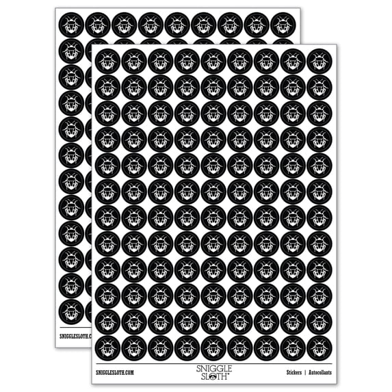 Man Faced Stink Bug Insect 200+ Round Stickers - Black - Matte Finish - 0.50" Size