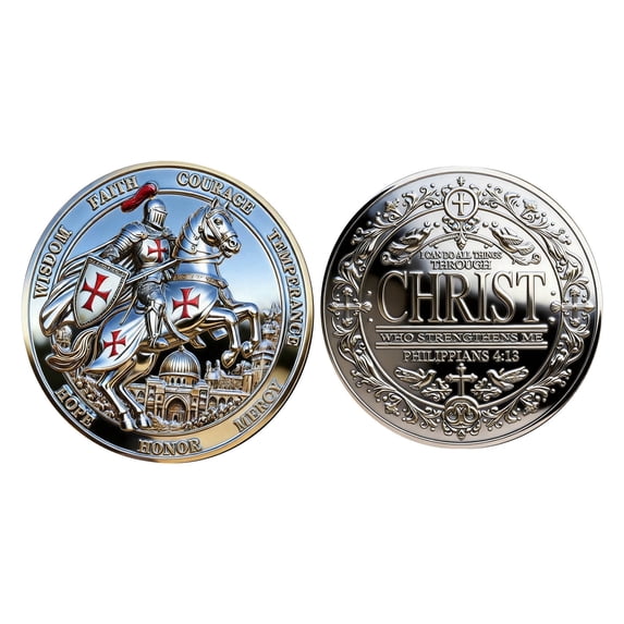 Man of Faith ! Christian Challenge Coin - Lion of Judah Knight Religious Gift for Men, Vintage Style Commemorative Coin, Ideal Gift for History Lovers & Collectors