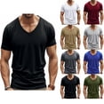 thumbnail image 1 of Man Fashion Leisure Motion Ventilation Solid Color V-neck Short Sleeve Workout Tops For Men Business Casual Outfits Comfort Colors Men's Gifts, 1 of 8