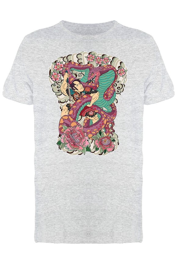 Man Fighting A Giant Snake T-Shirt Men -Image by Shutterstock, Male Medium