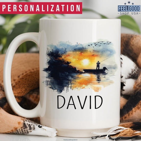 Man Fishing Mug, Personalized Fishing Gift, Custom Fishing Name Mug Gift For Fishermen, Fishing Coffee Mug, Fishing Cup Gift For Fisherman, Ceramic Mug 11Oz