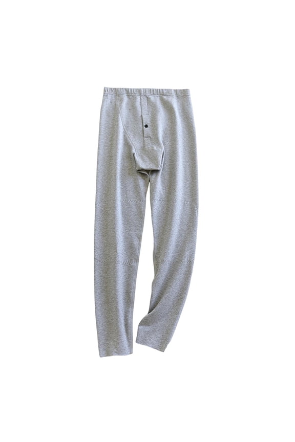 Man Fleece Lined Thermal Base Layer Solid Color Fitted Long Leggings Thermal Pajamas