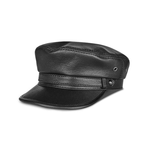 Man Genuine Leather Baseball Cap Hat Black Real Lerther Student Trucker Sport Caps Hats Black ,Fashion