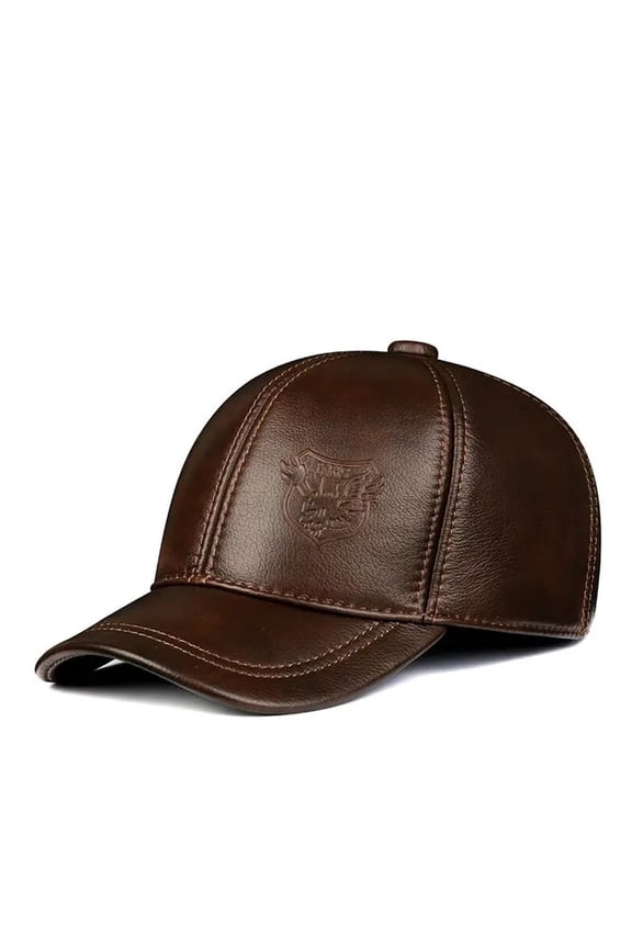 Man Genuine Leather Baseball Caps Male Casual Cowhide Belt Ear Warm 56-60 Adjustable Sprot Flight Hats ,Classic Vintage