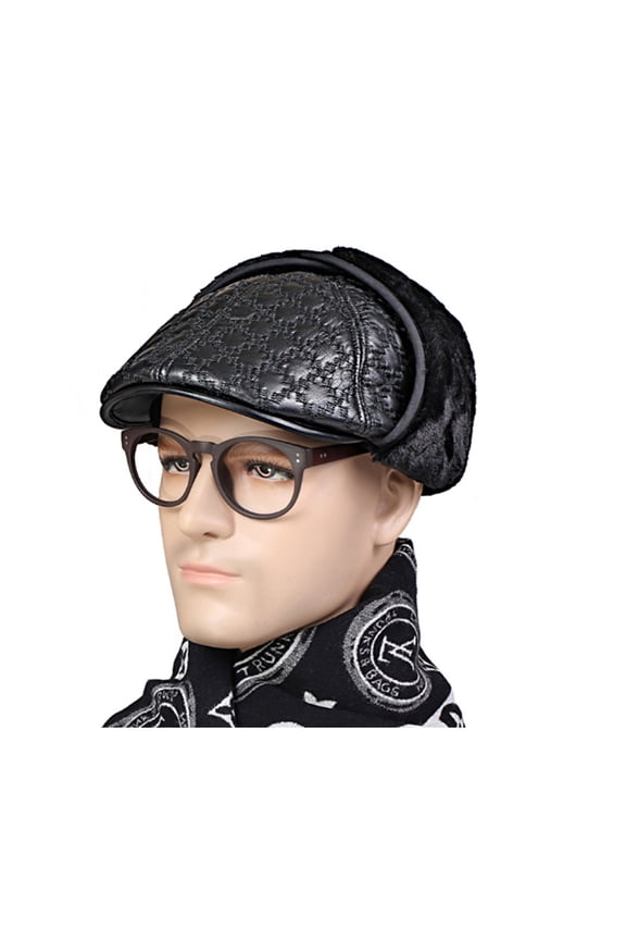 Man Genuine Leather Beret Hats Male Fashion Forward Caps Duckbill Adjustale Warm Boina Trucker Cap Ear Protection ,Beautiful Craftsmanship