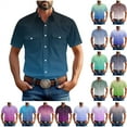 thumbnail image 1 of BiZtdJrK Big and Tall Cargo Shirts for Men with Pockets Gradient Color Button Down Tees Shirt Casuak Lapel Short Sleeve Work Tops Navy L, 1 of 9