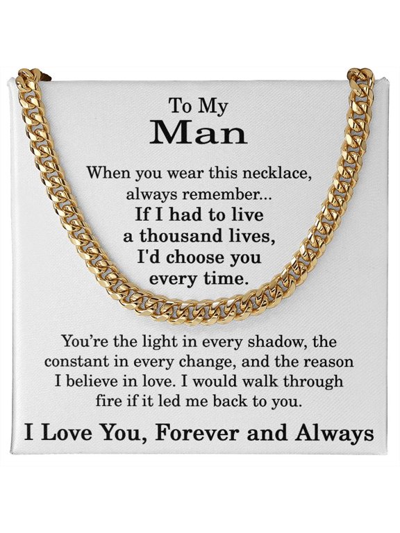 To My Man Gifts - Necklace for Husband from Wife - Gift Ideas for Boyfriend - To My Man Jewelry Title: 18K Yellow Gold Finish, Box Choice: Standard Box