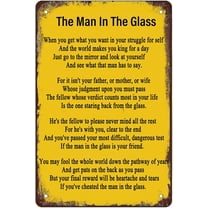 The Man in the Glass Antique Tin Sign,Humorous Quote Wall Decor Rustic Tin Signs Metal Poster for Home Bar Club Cafe Office Kitchen Bathroom Man Cave Decor 8×12 inch