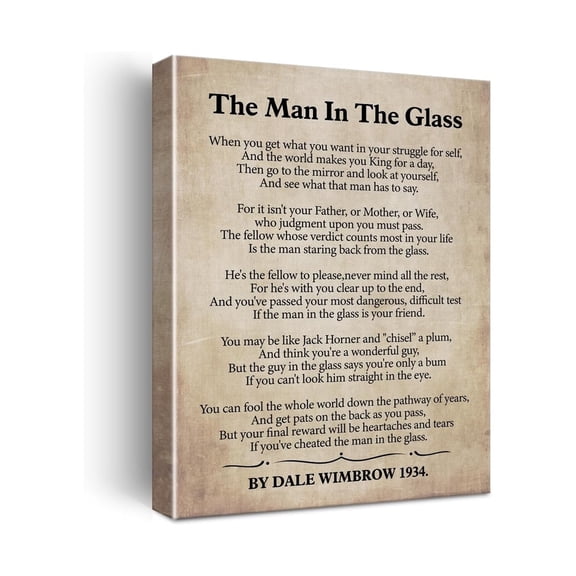 The Man in the Glass Graduation Gift, Inspirational Poem Print on Canvas, Class of 2026 Motivational Poster, Success Quote for Graduate, Dorm Wall Art
