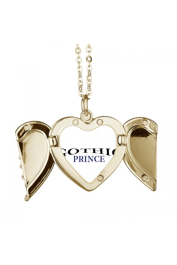 Man Gothic Manhood Art Deco Fashion Folded Wings Peach Heart Pendant Necklace