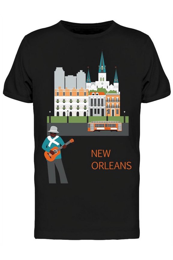 Man Guitar In New Orleans T-Shirt Men -Image by Shutterstock, Male Small