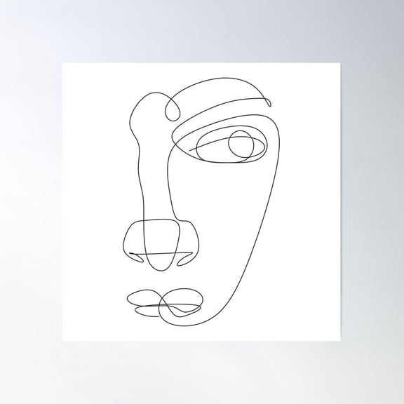 Man Head Line Art. Poster Wall Art, Modern Wall Decor For Living Room Bedroom, 8x12 UNFRAMED