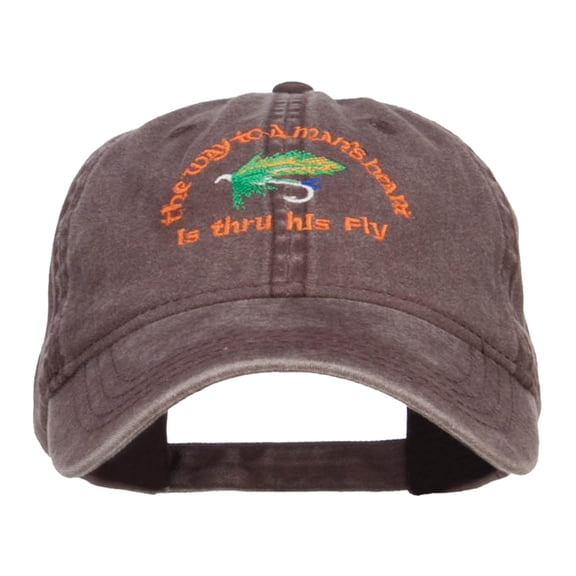 Man Heart His Fly Embroidered Mesh Cap - Brown OSFM