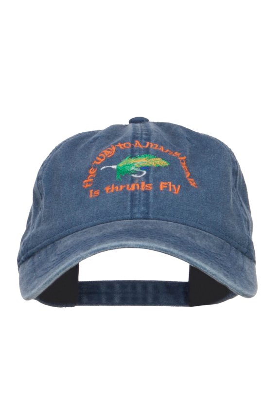 Man Heart His Fly Embroidered Mesh Cap - Navy OSFM