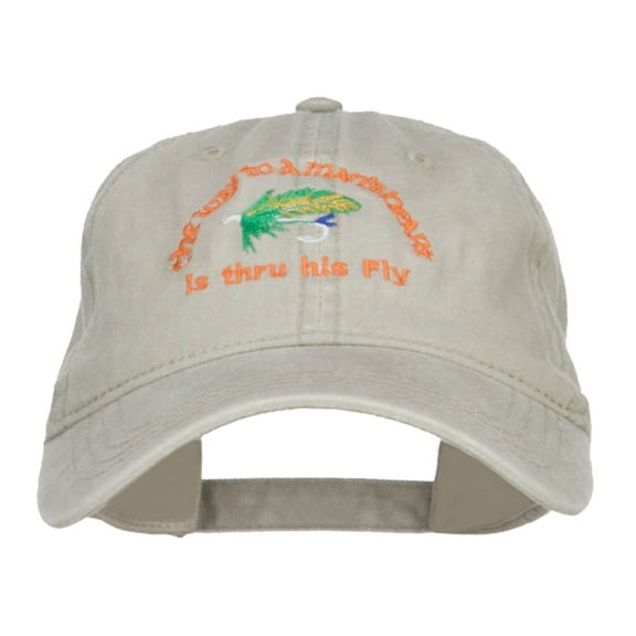 Man Heart His Fly Embroidered Mesh Cap - Stone Grey OSFM