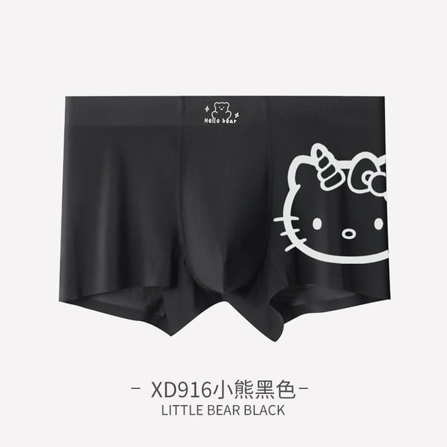 Man Hello Kitty Panties Fashion Loose Comfortable Underwear Cartoon Pattern  Child Pure Cotton Boxer Shorts Boyfriend Clothes