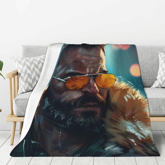 Man In Outside Throw Blanket for Stylish Warm Winter Cabin Ultra-Soft Micro Fleece Blanket, Premium Microfiber, Silky Soft, Plush, Warm and Lightweight for Couch, Sofa, Bed - 40"X30"