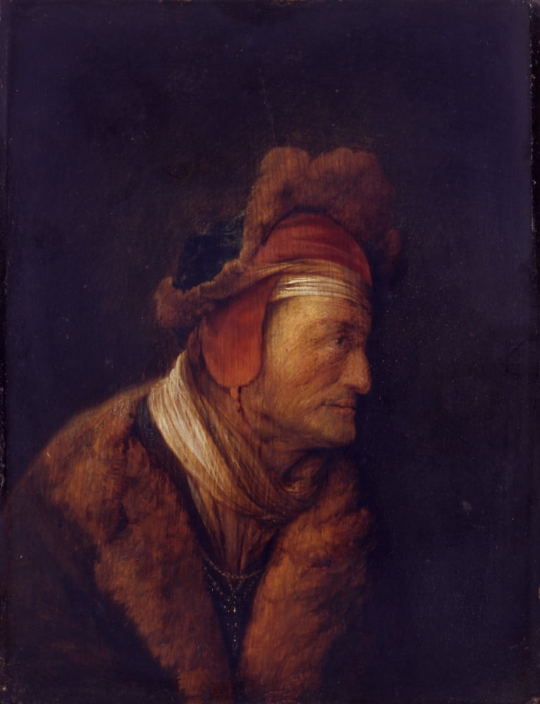 Man In Profile With Hat And Fur Collar Canvas Art - (24 x 36)