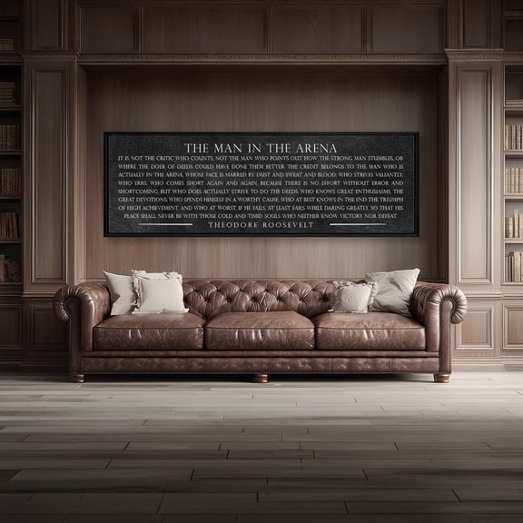 Man In The Arena Sign Inspirational Office Wall Art Motivational Quote Print For Workplace Decor