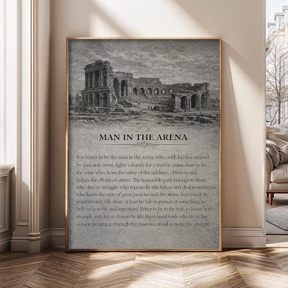 Man In The Arena Theodore Roosevelt Quote Roman Coliseum Stoic Poster