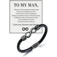 thumbnail image 1 of To My Man, Infinity Leather Bracelet Husband Gift for Wife I Love You Forever and Ever Bracelet Boyfriend Anniversary Birthday Christmas Father Gift for Men, 1 of 5