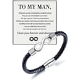 thumbnail image 1 of To My Man, Infinity Leather Bracelet Husband Gift for Wife I Love You Forever and Ever Bracelet Boyfriend Anniversary Birthday Christmas Father Gift for Men, 1 of 6
