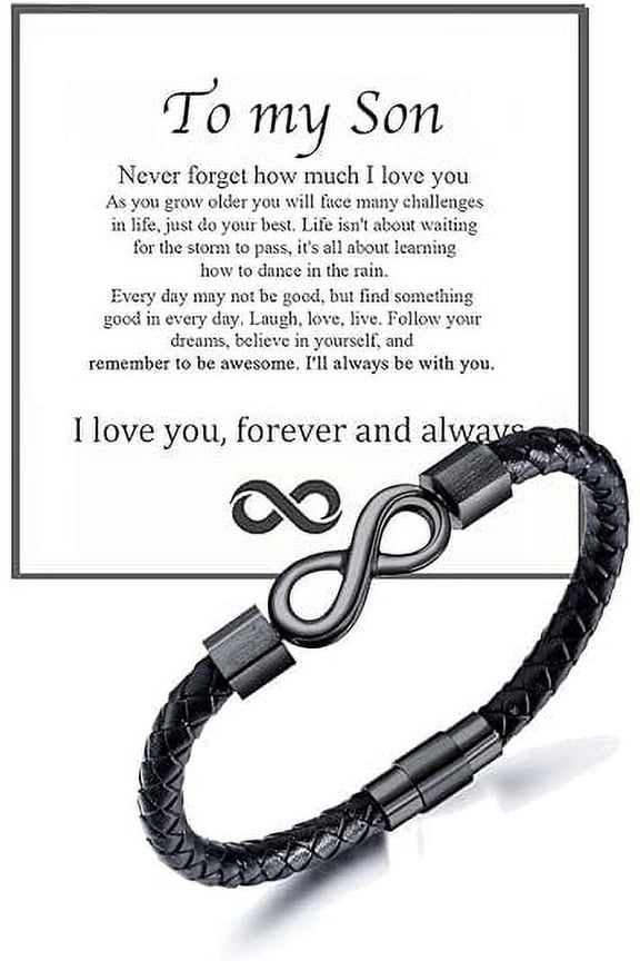 To My Man, Infinity Leather Bracelet Husband Gift for Wife I Love You Forever and Ever Bracelet Boyfriend Anniversary Birthday Christmas Father Gift for Men