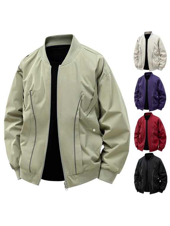 Man Jacket Cameland Men's Loose Long Sleeve Casual Sports Cargo Outdoor Water Hoodless Jacket Mint Green XXL
