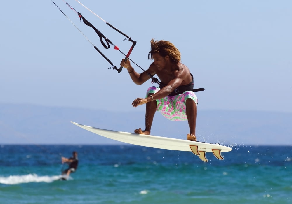 Man Kite Surfing Costa De La LuzAndalusiaSpain Canvas Art - Ben Welsh Design Pics (17 x 11)