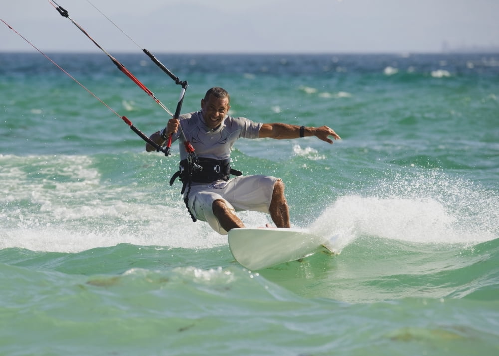 Man Kitesurfing Canvas Art - Ben Welsh Design Pics (17 x 12)