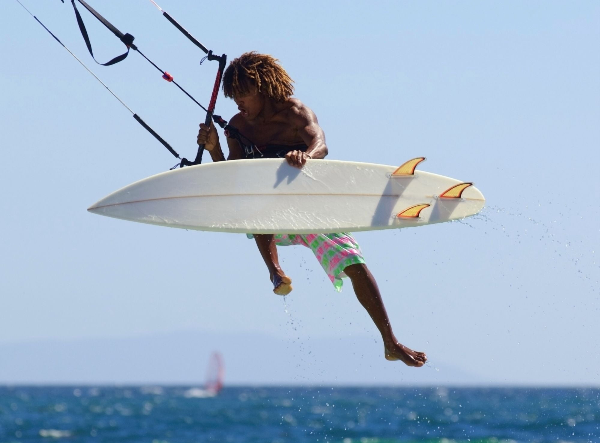 Man Kitesurfing Canvas Art - Ben Welsh Design Pics (32 x 24)