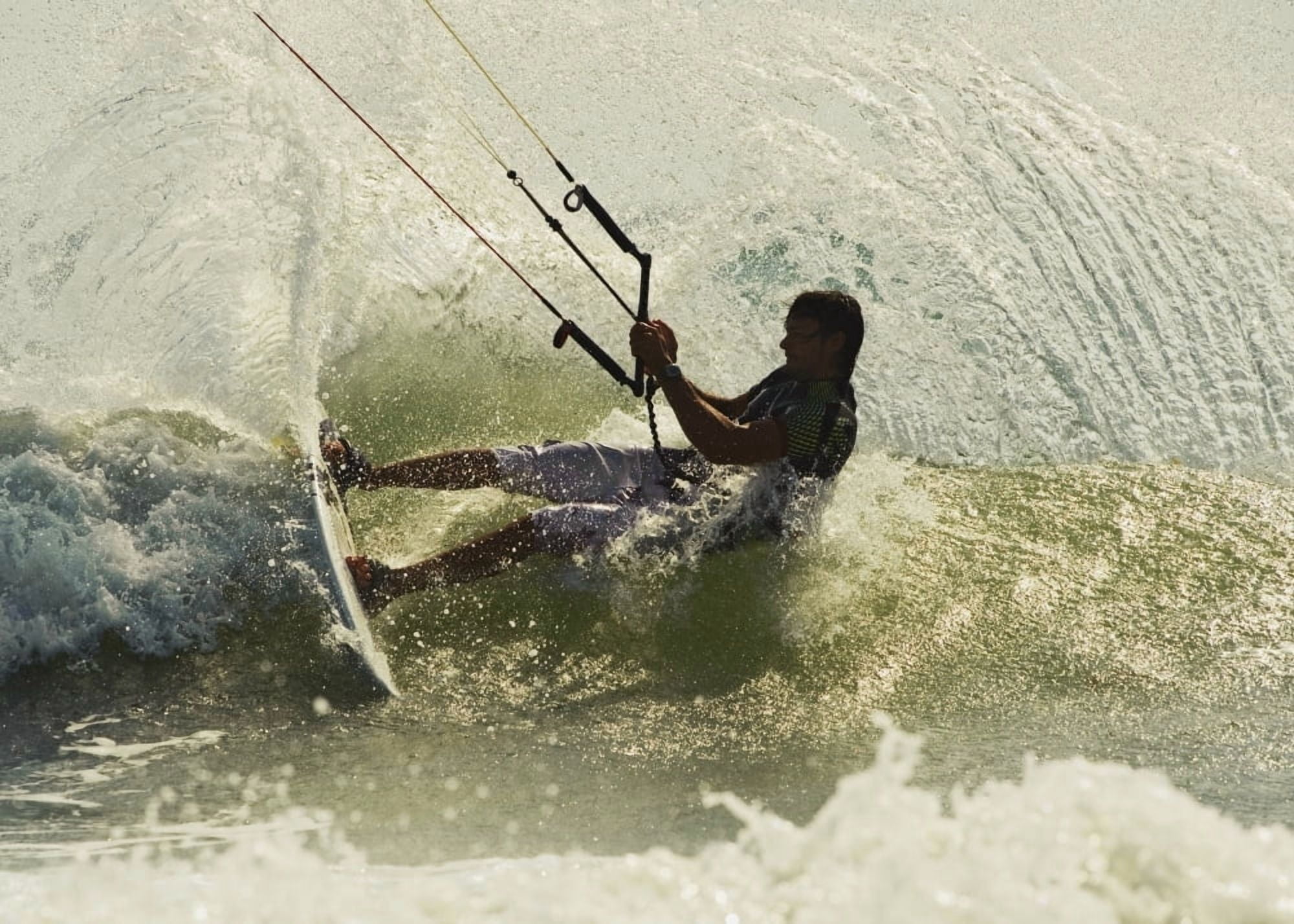 Man Kitesurfing Canvas Art - Ben Welsh Design Pics (34 x 24)