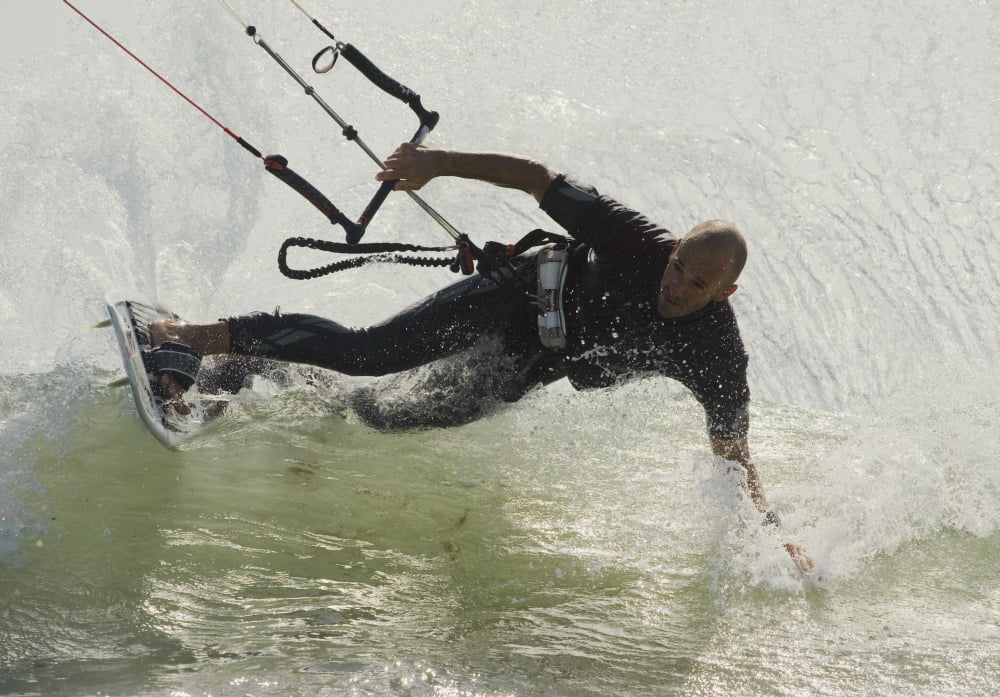 Man Kitesurfing Canvas Art - Ben Welsh Design Pics (34 x 24)