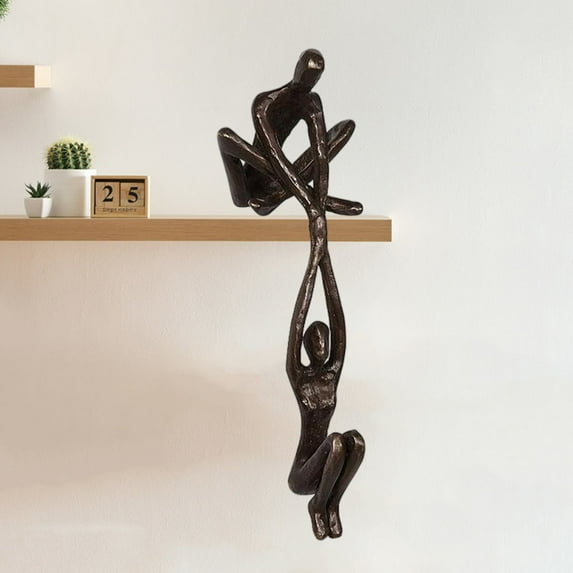 Man Lifting Woman from Ledge Sculpture Photo Props Statue Home Decor