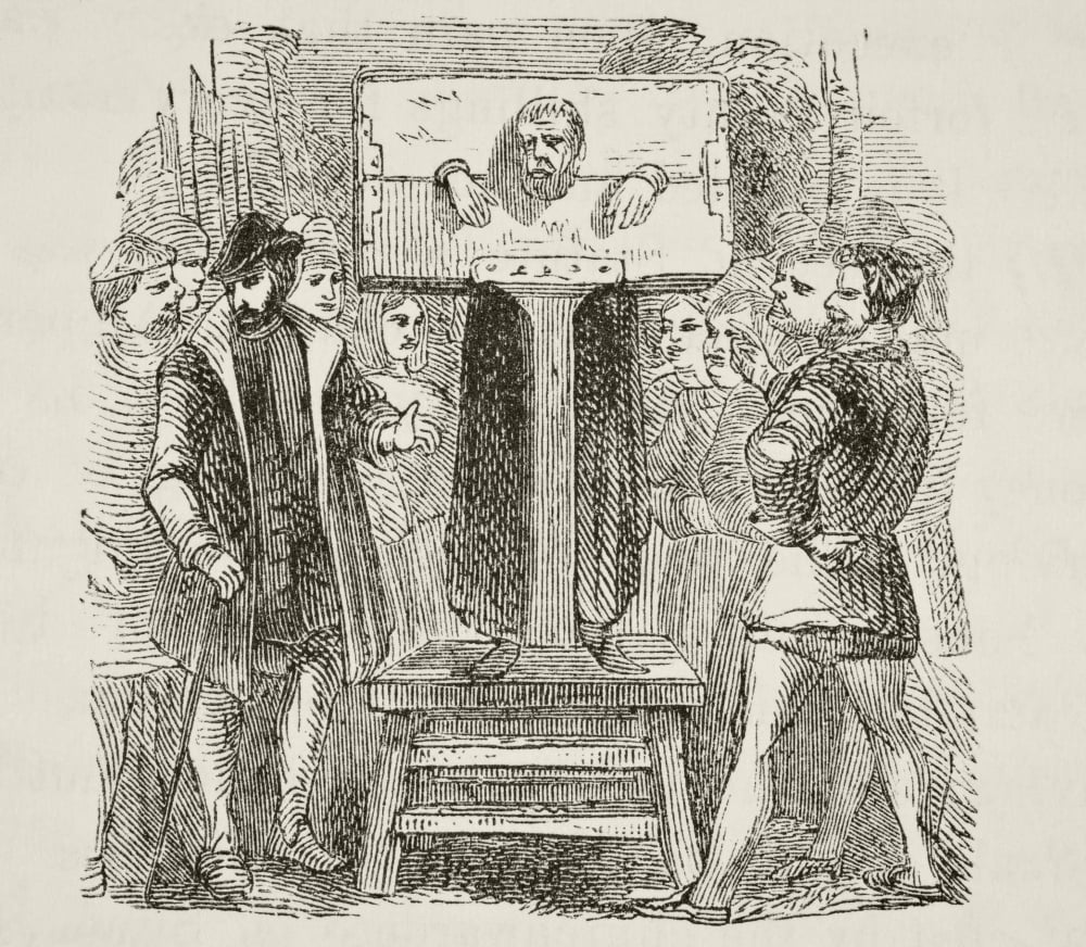 Man Locked In A Pillory From The National And Domestic History Of England By William Aubrey Published London Circa 1890 Canvas Art - Ken Welsh Design Pics (15 x 13)