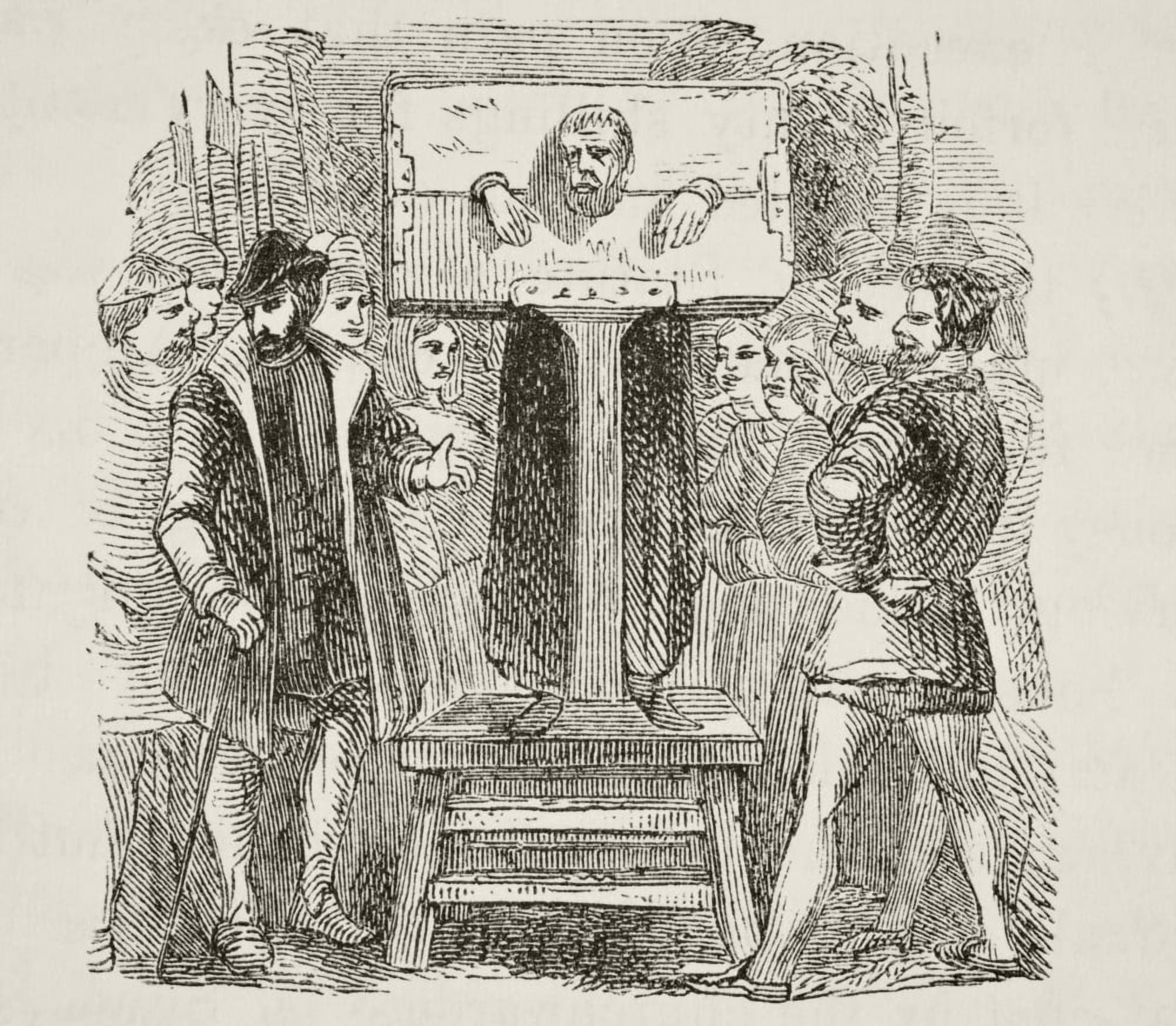 Man Locked In A Pillory From The National And Domestic History Of England By William Aubrey Published London Circa 1890 Canvas Art - Ken Welsh Design Pics (30 x 26)