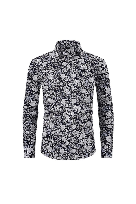 Man Long Sleeve Button Shirts Wrinkle-Free Casual Turndown Collar Shirts for Men Regular-Fit Autumn Long Sleeve Top for Man Fashion