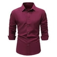 thumbnail image 1 of Man Long Sleeve Dress Shirts Lapel Neck T-Shirts Tops Button Down Blouses Men Fashion Slim Fit Shirt Stretch Tee Outfits, 1 of 6