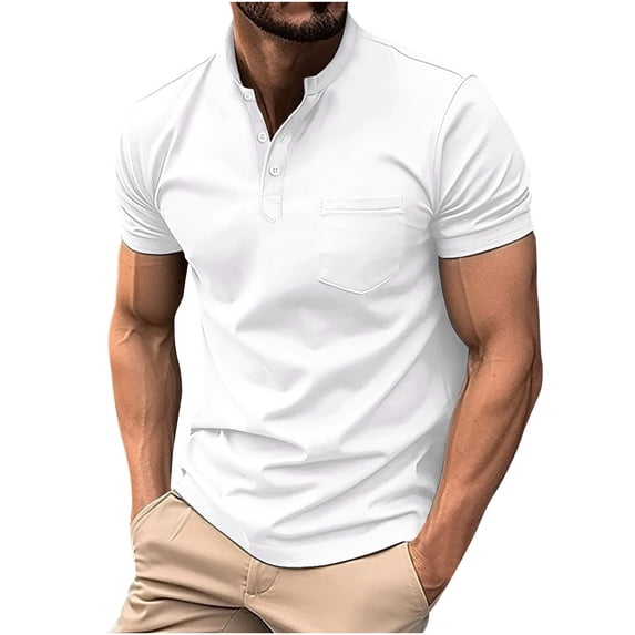 Man Long Sleeve Solid Color Lapel Button Fashion Fallow T-Shirt