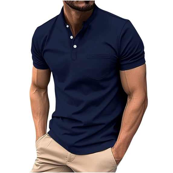 Man Long Sleeve Solid Color Lapel Button Fashion Fallow T-Shirt