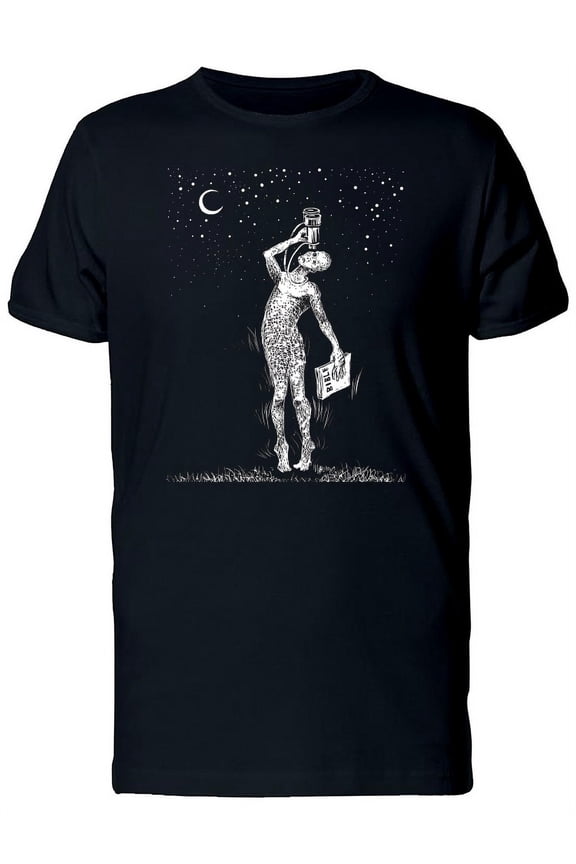 Man Lookin At Sky Holding Bible T-Shirt Men -Image by Shutterstock, Male Large