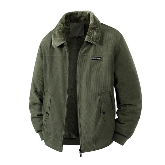 Man Lounge Long Sleeve Down Jackets Coats for Man Collared Turtle Neck Corduroy Fleece Lined Wool Warm Thick Fuzzy Outerwear 2026