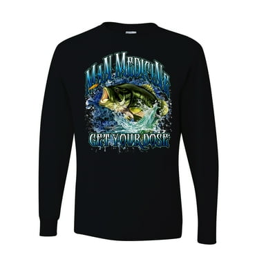 Man Medicine Largemouth Fish Lovers Mens Long Sleeves, Black, Small