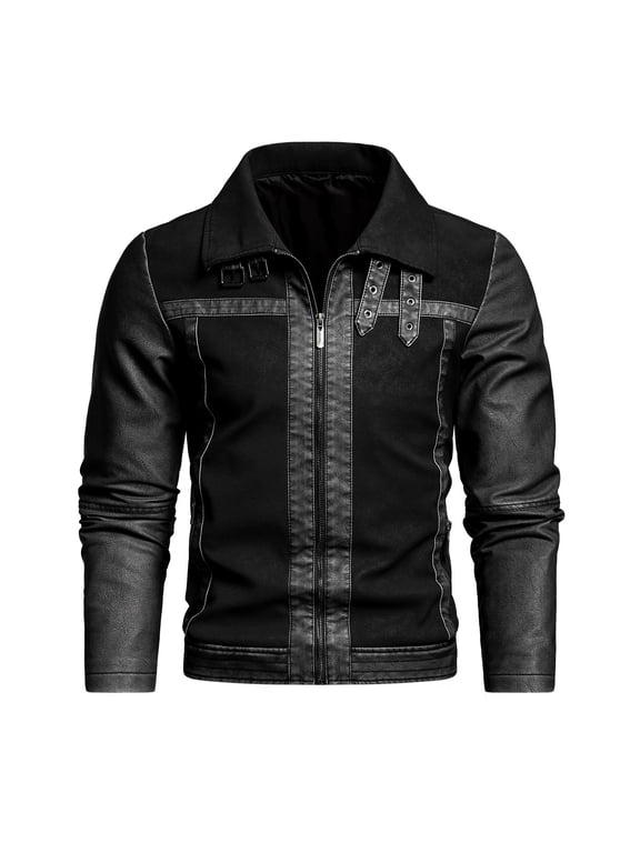 Man Military Tactical Leather Jacket Lightweight Long Sleeve Flight Bomber Coat Turn Down Motorcycle Pu Trucker Outerwear