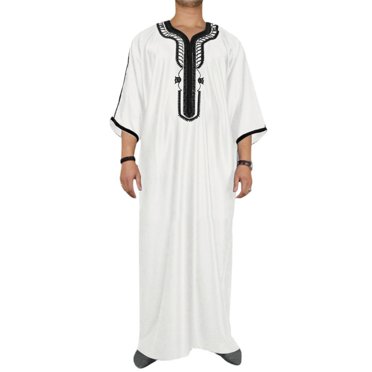 Men's Casual Jubba Kaftan Dishdash Thobe – Saudi Arab Muslim Clothing – Maxi Robe – Polyester