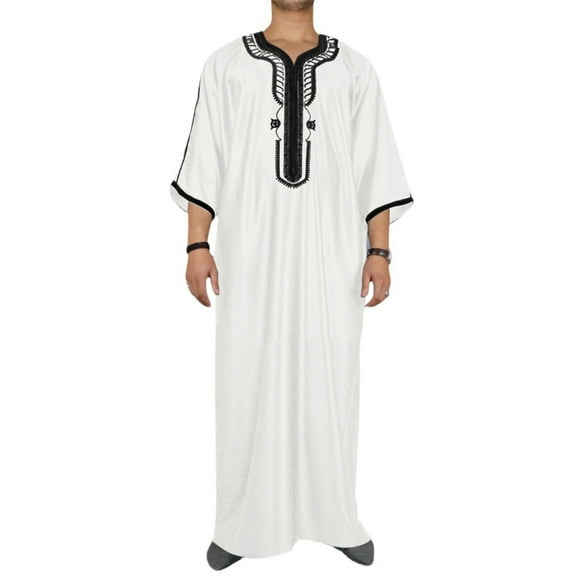 Man Muslims Clothing Short Sleeve Robe Kaftan Male Arabic Middle East Jubba Thobe