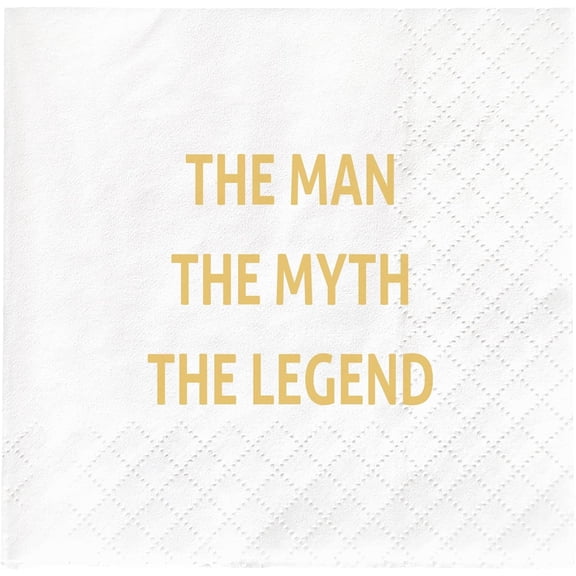 The Man The Myth The Legend Napkins, Father Day /Dads Birthday Party Gift Disposable Paper Beverage Napkins, Retirement Party Supplies Decor Favors Gifts, 30Pack 2Ply, 4.5 x 4.5 inches