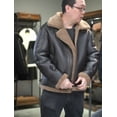 thumbnail image 1 of Man New Winter Fashion Coat Genuine Sheepskin Shearling Leather Jacket for Male Thick Warm Wool Liner Brown Plus Size for Weight 100kgs 110kgs,Brown,48, 1 of 7