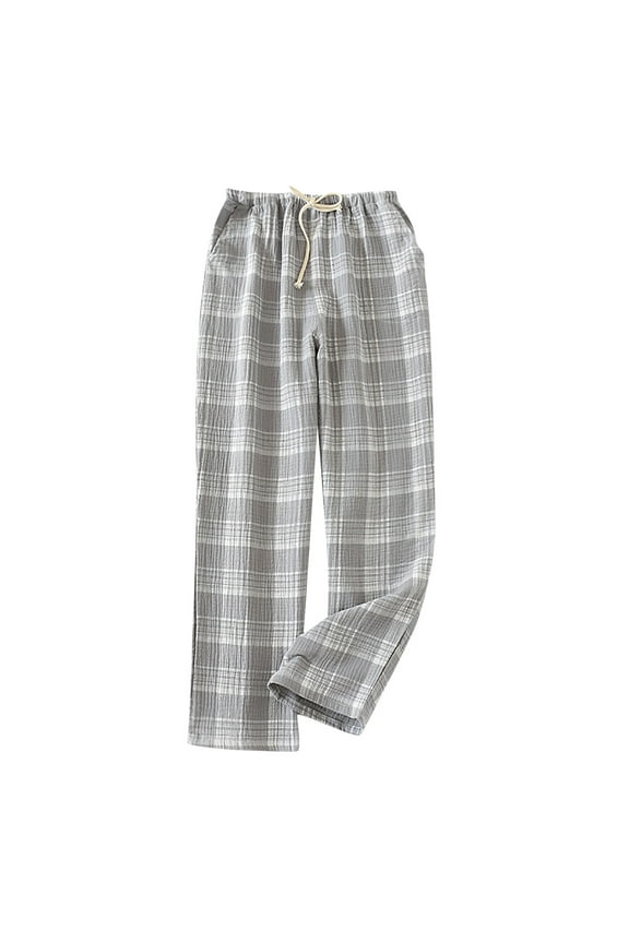 Man Nightgown Men Casual Lattice Crepe Spread Sleep Thin Comfortable Trousers Home Pants